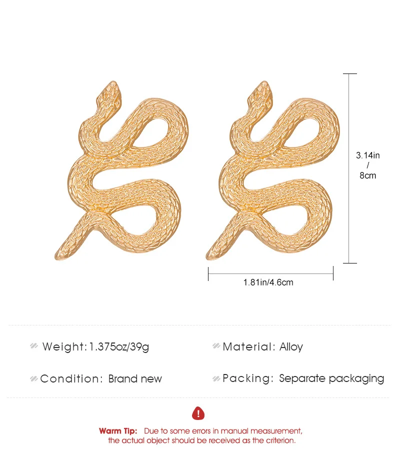 Round Snake Gold-Plated Earrings