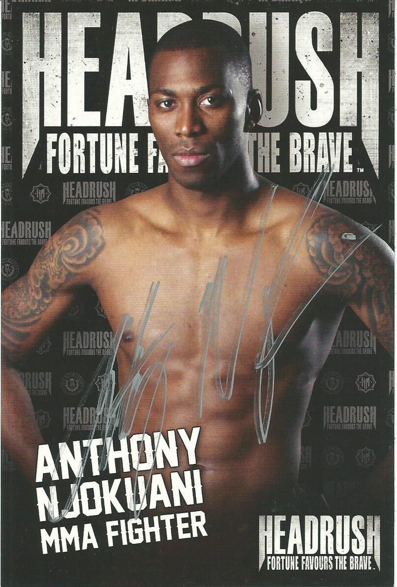 Anthony Njokuani Signed UFC 4x6 Photo Poster painting Headrush Shirt Promo Card Autograph WEC