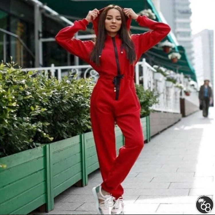 Women Jumpsuit Long Sleeve High Waist Jumpsuit Hoodies Street Wear Drawrsing Jumpsiut Romper Long Trousers | 168DEAL