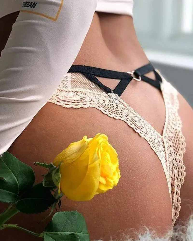 Sheer Heart Mesh Lace Thong