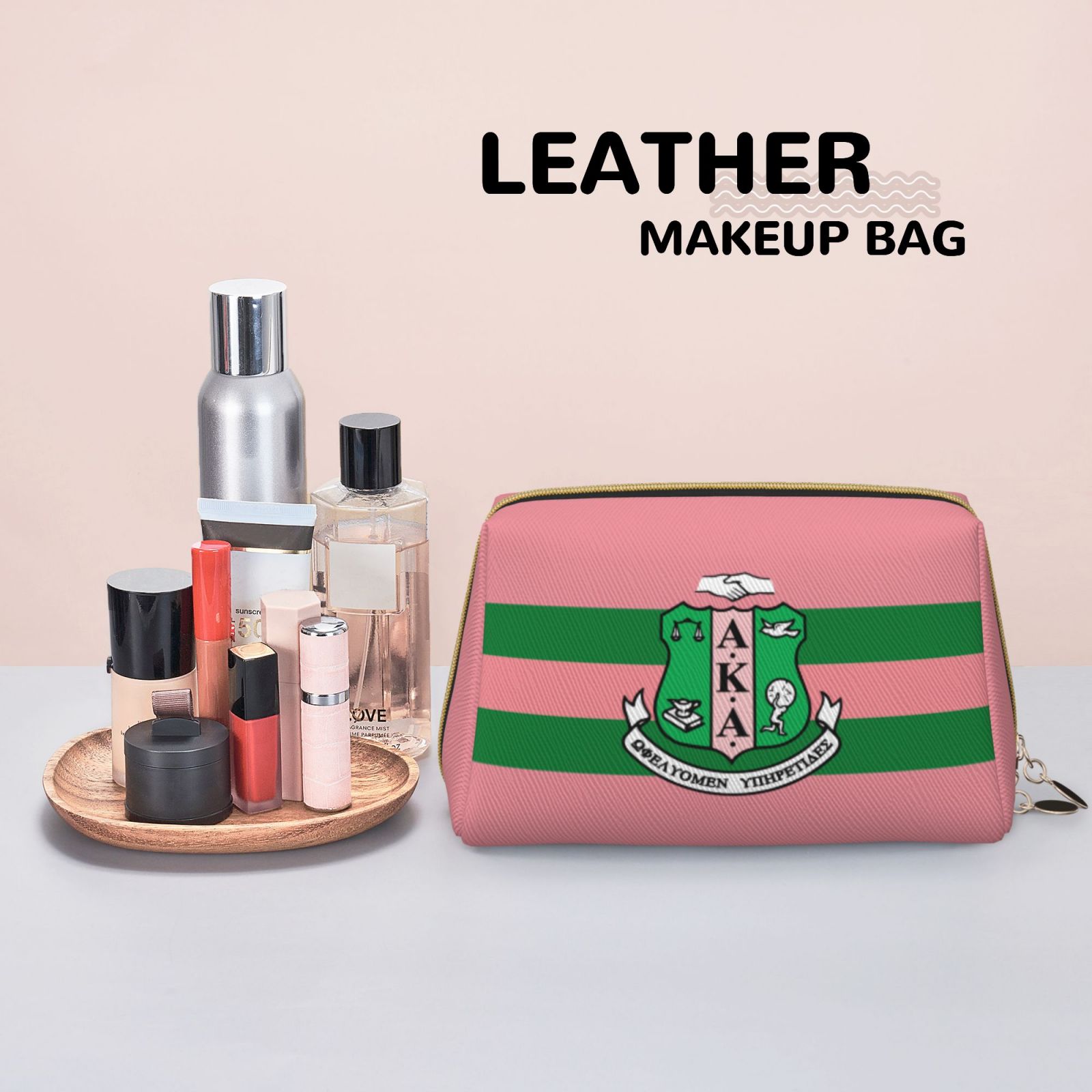 Leather makeup bag