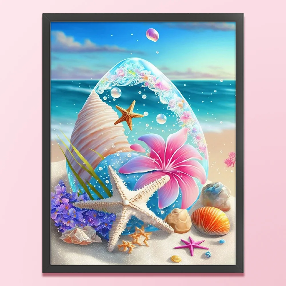 11CT Full Embroidery Stamped Cross Stitch - Beach Shell(Canvas|40x50cm)