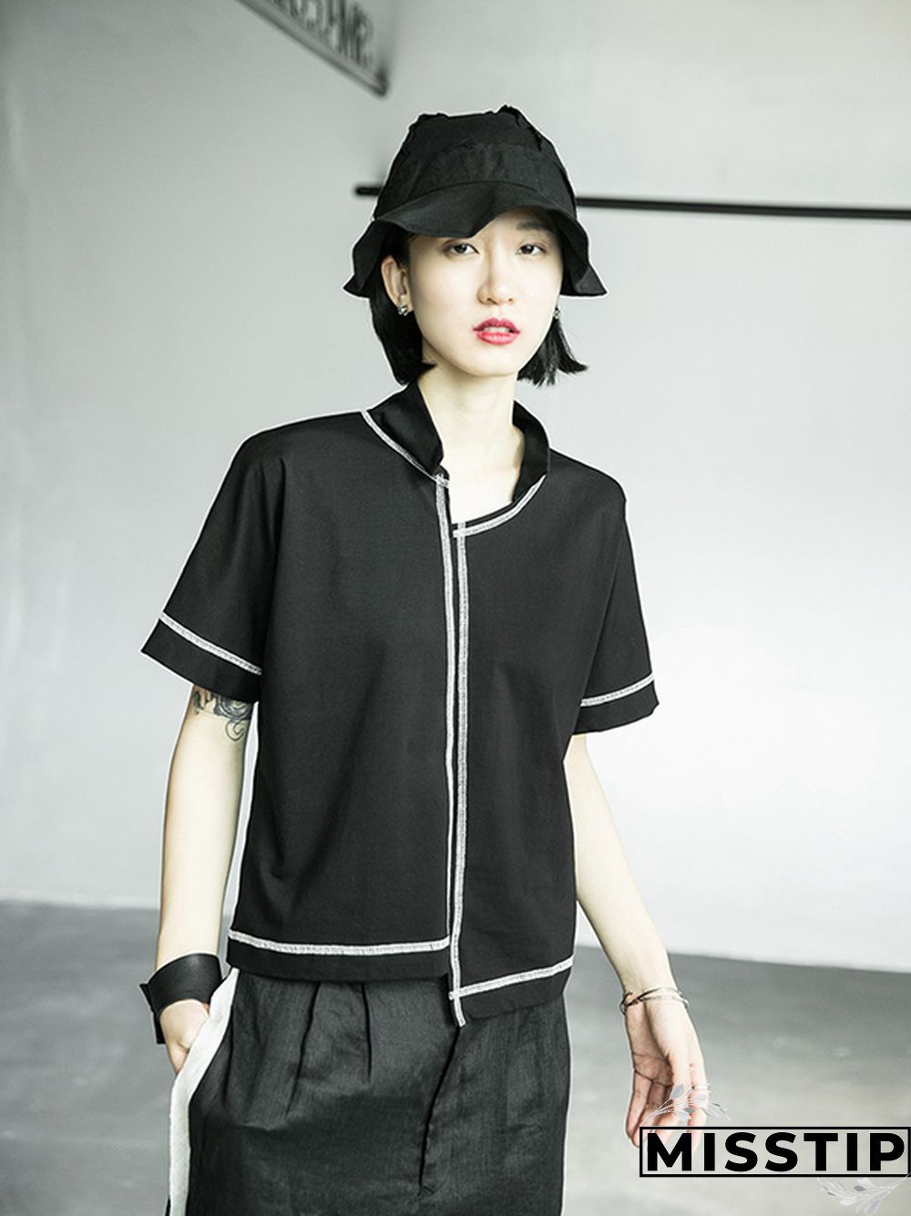 Original Irregularity Solid T-Shirts Tops