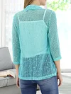 Vibrant V-Neck Crochet Cardigan - Elegant 3/4 Sleeve Mesh Slim Fit, Breathable, Casual, Comfortable, Women's Fashion Clothing for Daily Wear