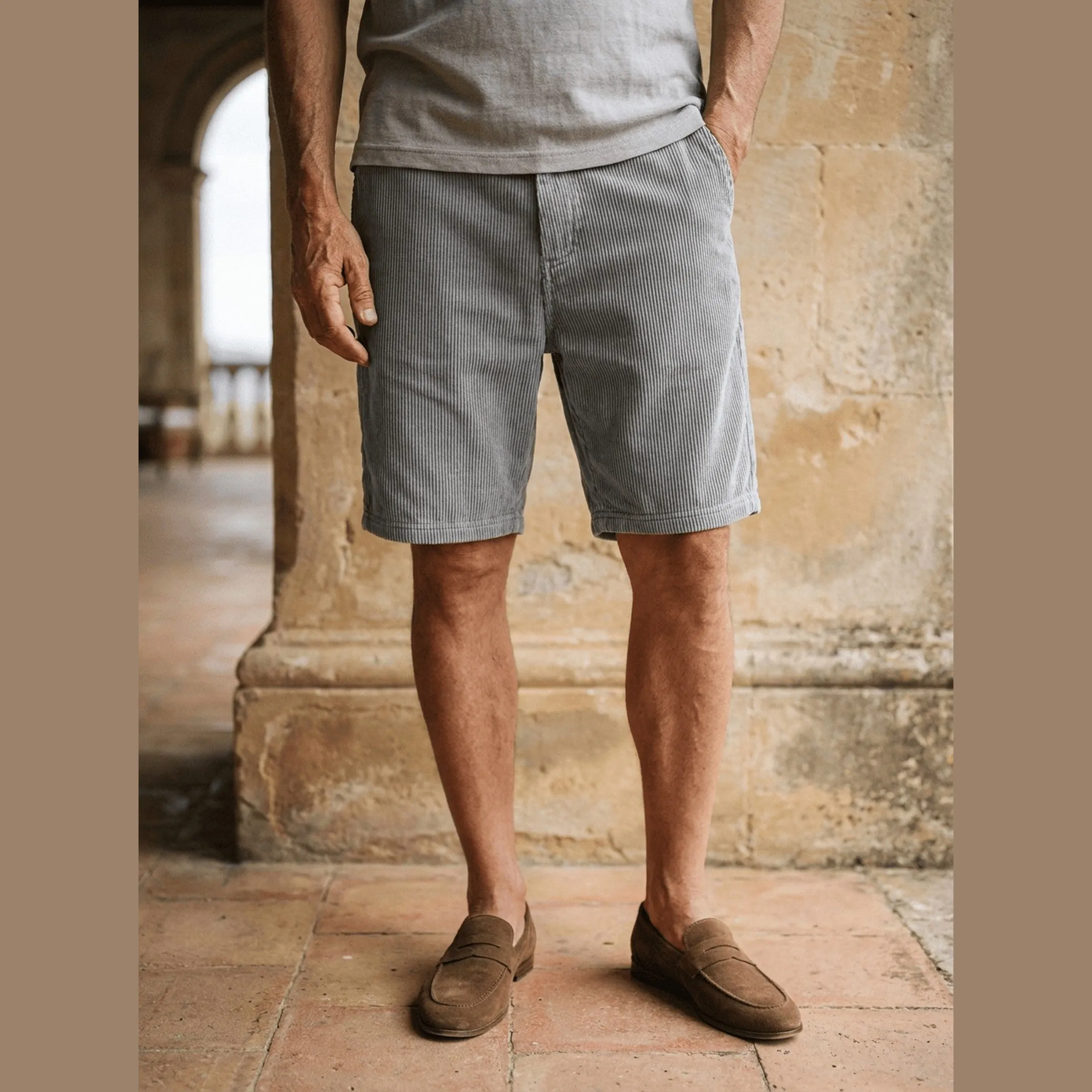 Men's Corduroy Summer Shorts &ndash; Soft Cotton &ndash; Elasticated Waist