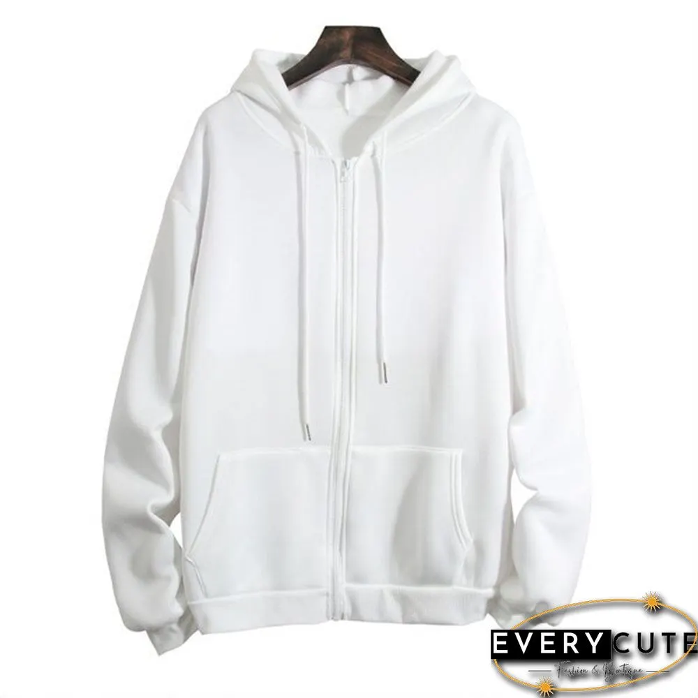 Loose Hooded Sweater Women's Autumn And Winter Large Size Zipper Cardigan Top Zip Up Hoodies Pullover
