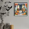 Diamond Painting-DIY Full Round Drill Halloween Cat Pumpkin(40*40CM）
