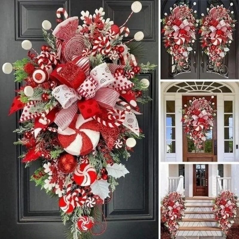 New Year's Christmas wreath candy upside down ornament front wall decoration Christmas tree wreath