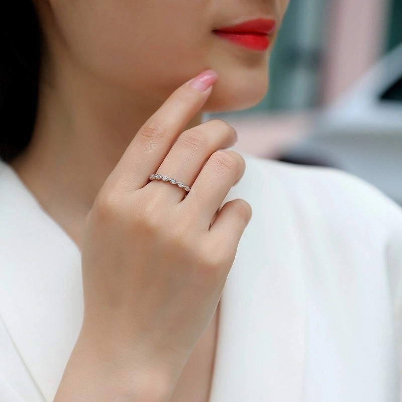 925 Sterling Silver Moissanite Geometric Rings