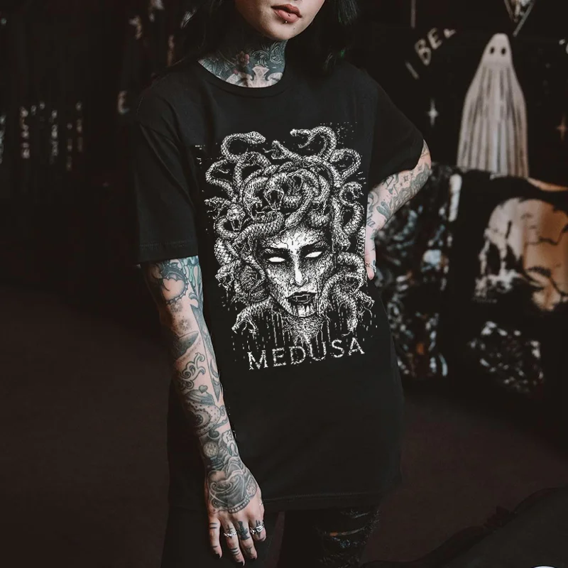 Medusa Printed Loose Women's T-shirt -  
