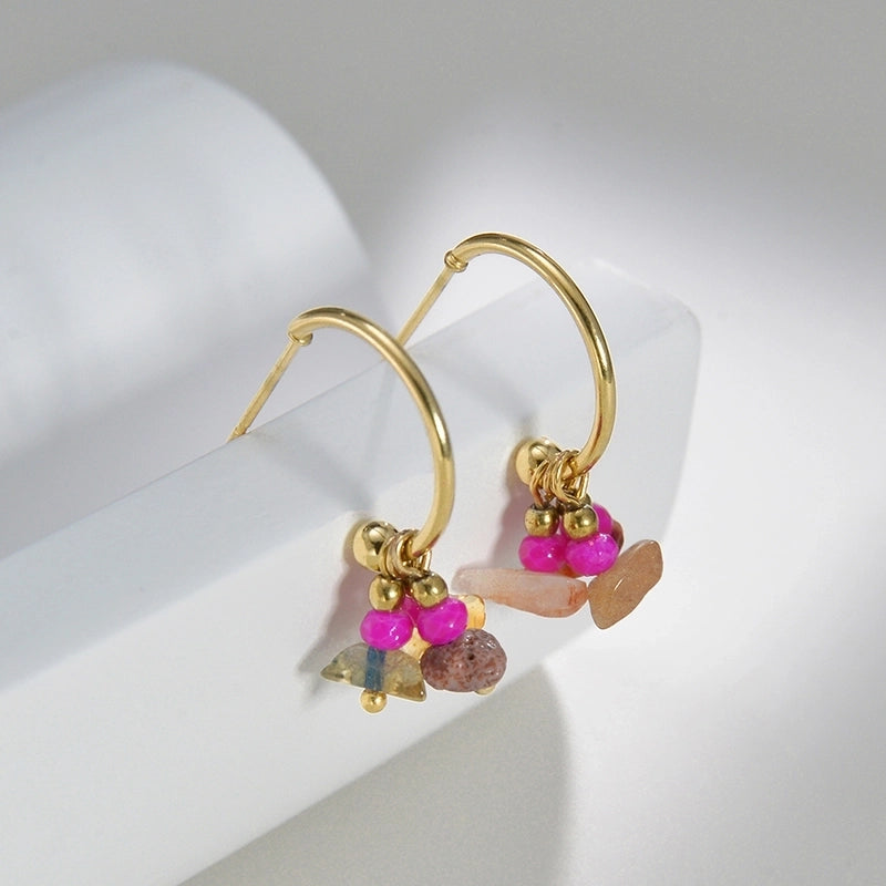 Romantic Stone Stainless Steel Plastic Drop Earrings Plating Stainless Steel Earrings