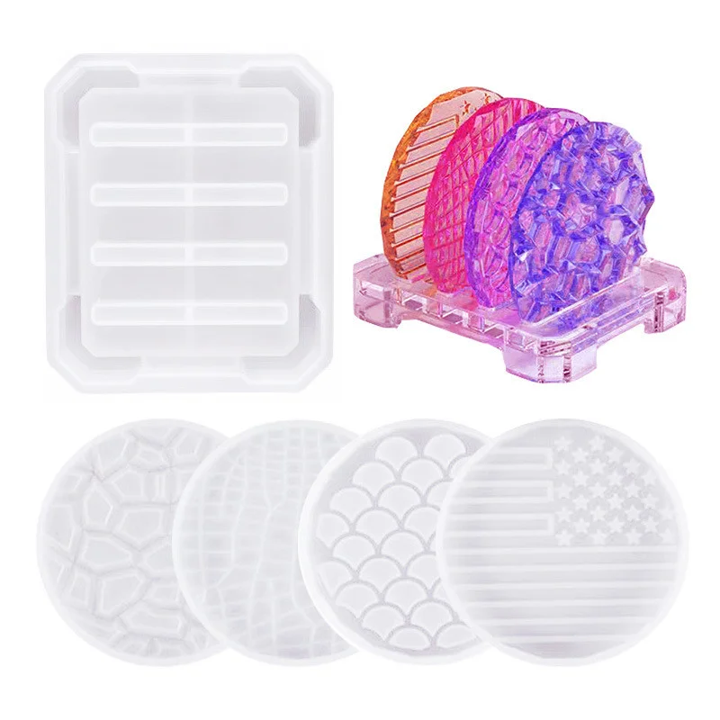 5Pcs High Quality Pattern Silicone Coaster Resin Casting Mold Set