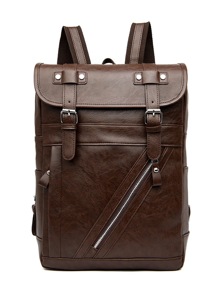 Vintage Buckles Flap Utility Laptop Backpack