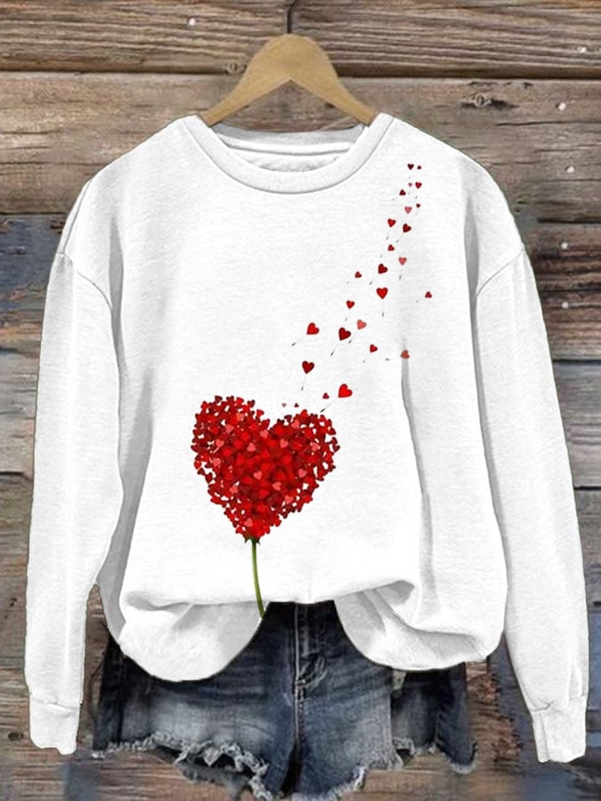 Women'S Love Print Crew Neck Sweatshirt