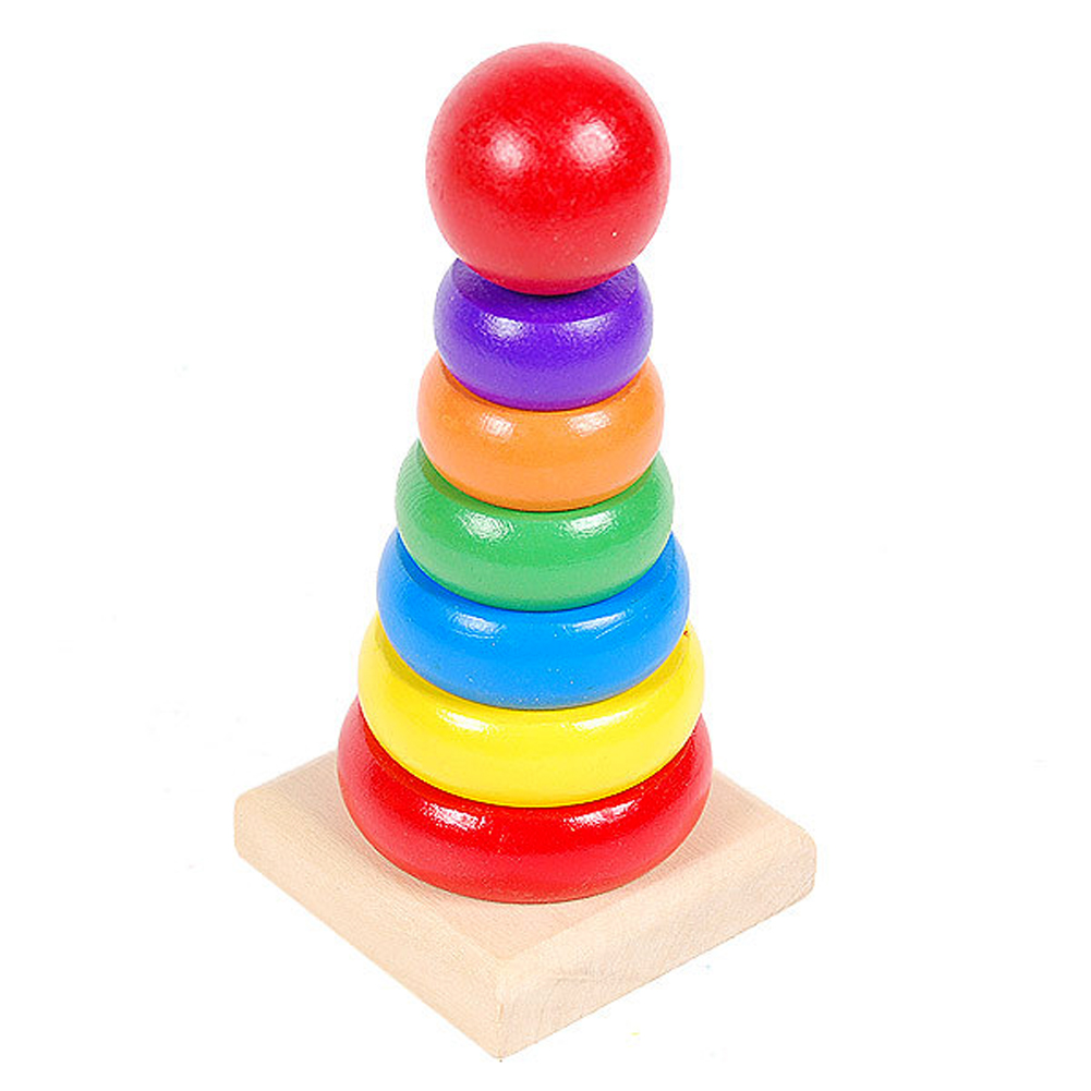 

Kids Baby Toy Wooden Stacking Ring Tower Educational Toys Rainbow Stack Up, 501 Original