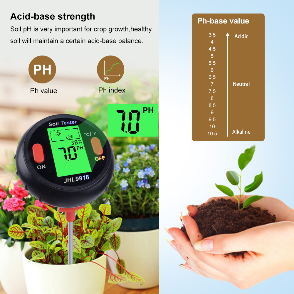 Soil PH Tester 5-in-1 Moisture Sunlight Acidity Analyzer for Flowers Plants от Cesdeals WW