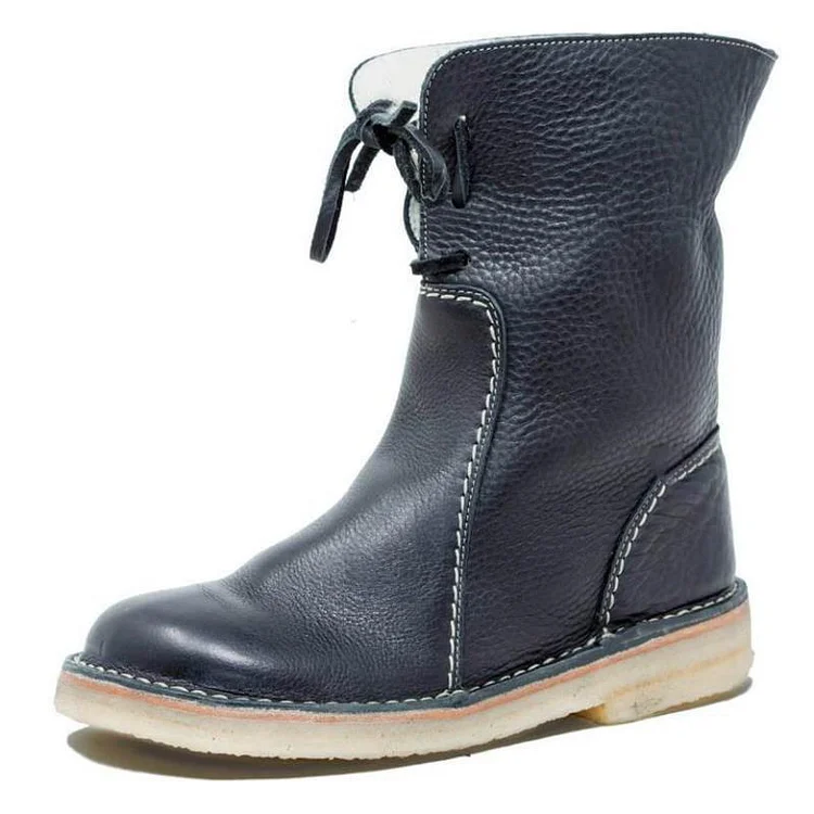 Round Toe Fleece Lace Up Casual Snow Boots