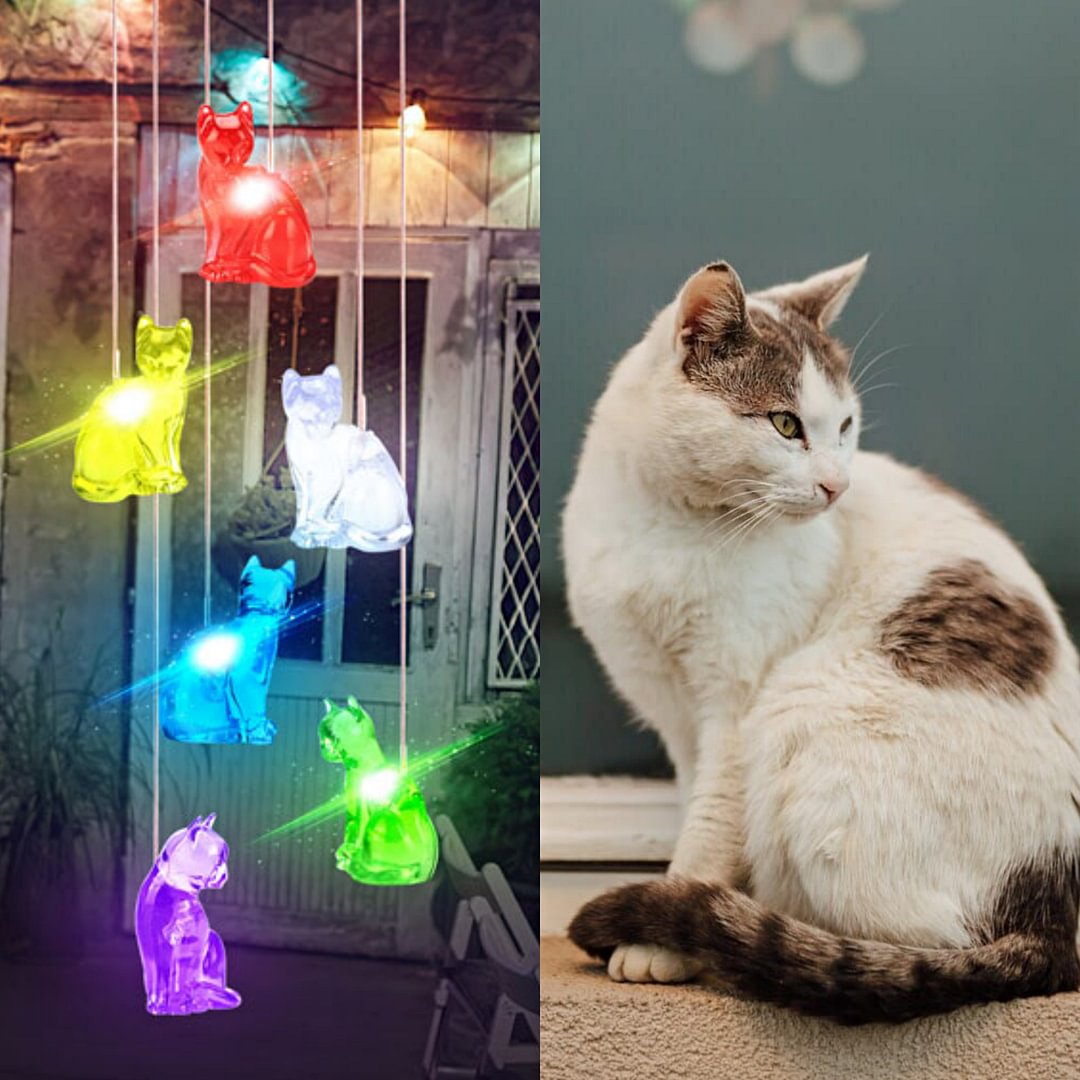 Solar Wind Chime Light Cat Style
