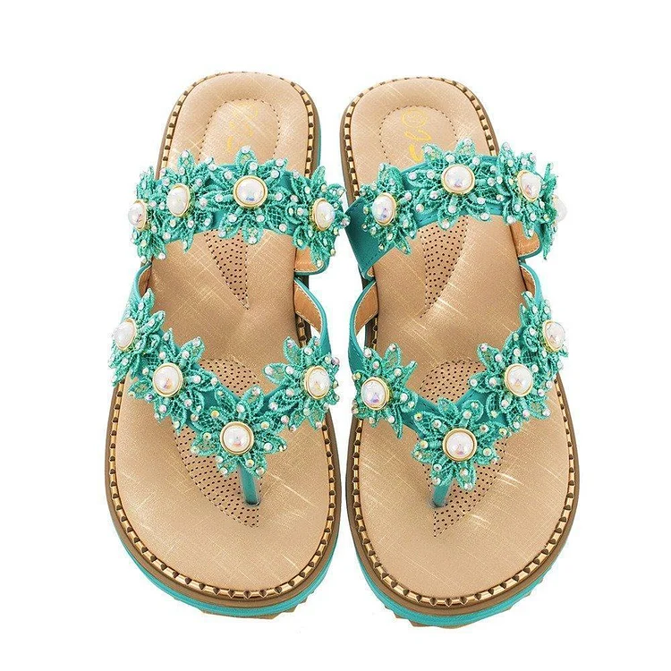 Women's Bohemian Sparkle Bling Flip Flops | 168DEAL