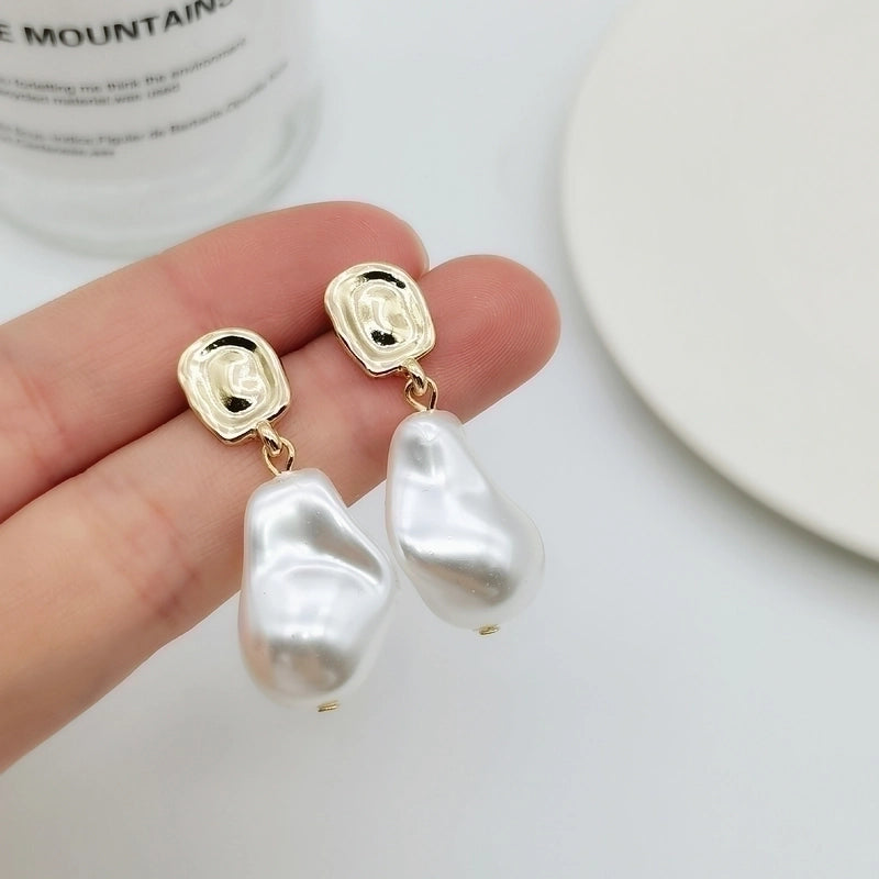 Minimalist Heart Shape Flower Resin Inlay Artificial Pearls Rhinestones Drop Earrings 1 Pair