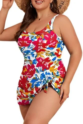 Plus Size Tummy Control Swimdress for Women One Piece