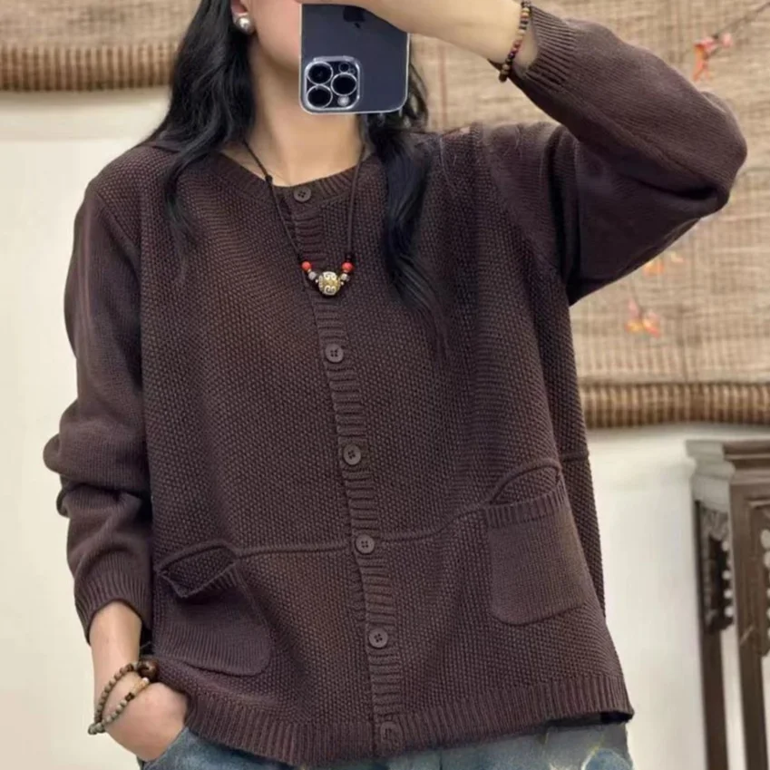 Chicfifth Sweater Women Winter Long Sleeve High Quality Autumn Vintage Top Knitted Cardigan