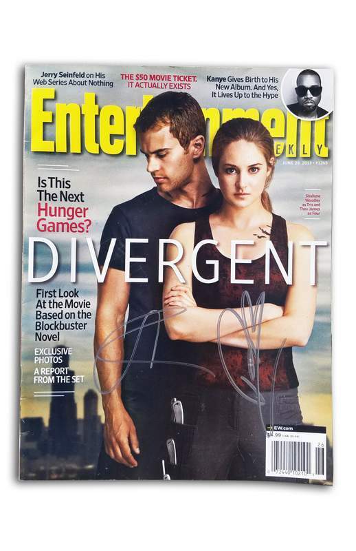 Shailene Woodley & Theo James authentic signed magazine |CERT Autographed A0001