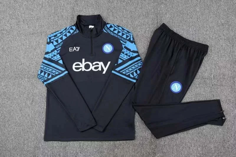 2023-2024 Napoli Half-Pull Training Suit Dark blue Football Shirt 1:1 Thai Quality Set