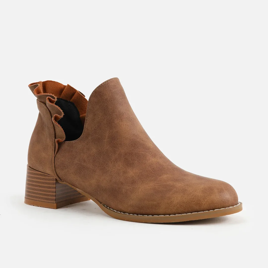 Women's Chunky Heel Round Toe Boots