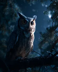 Owl in the Forest at Night - Diamond Painting