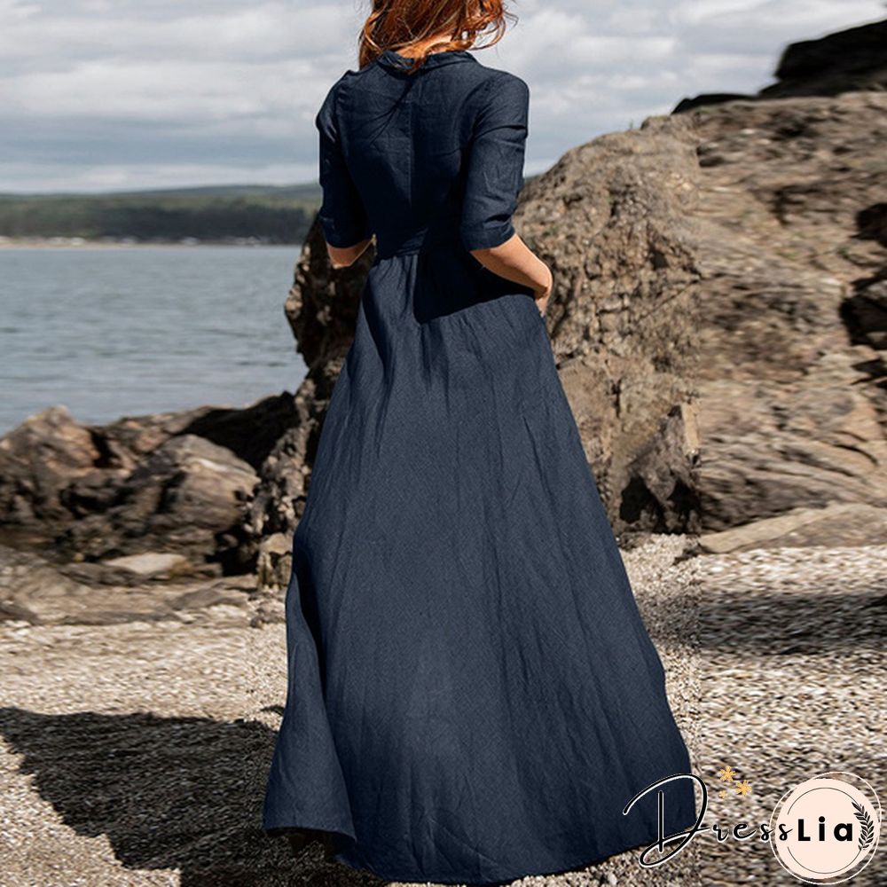 Women Vintage Party Dress Long Sleeve V Neck Office Lady Dress Autumn New Fashion Casual Dress