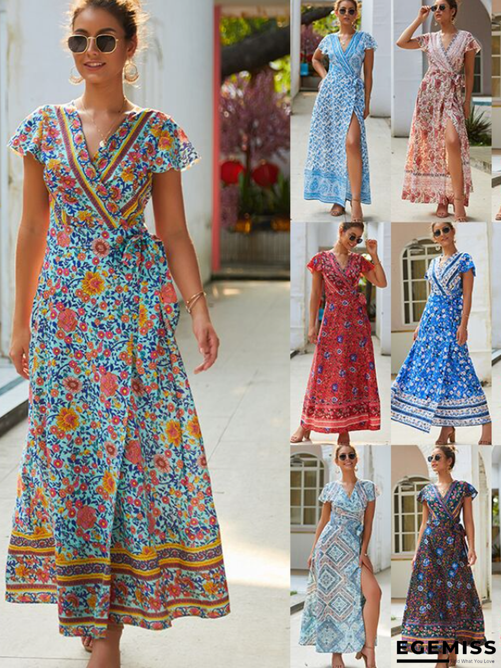 Summer Vacation Print Sexy Jumpsuit Dress Women's Wear | EGEMISS