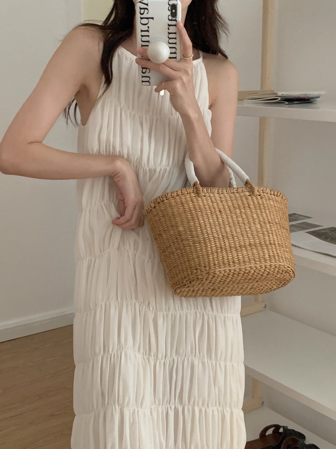 Woherb Korean Vintage Folds French Robe Sense of Luxury Solid Color Slip Dress Temperament Grace Gentle Dresses for Women 2022