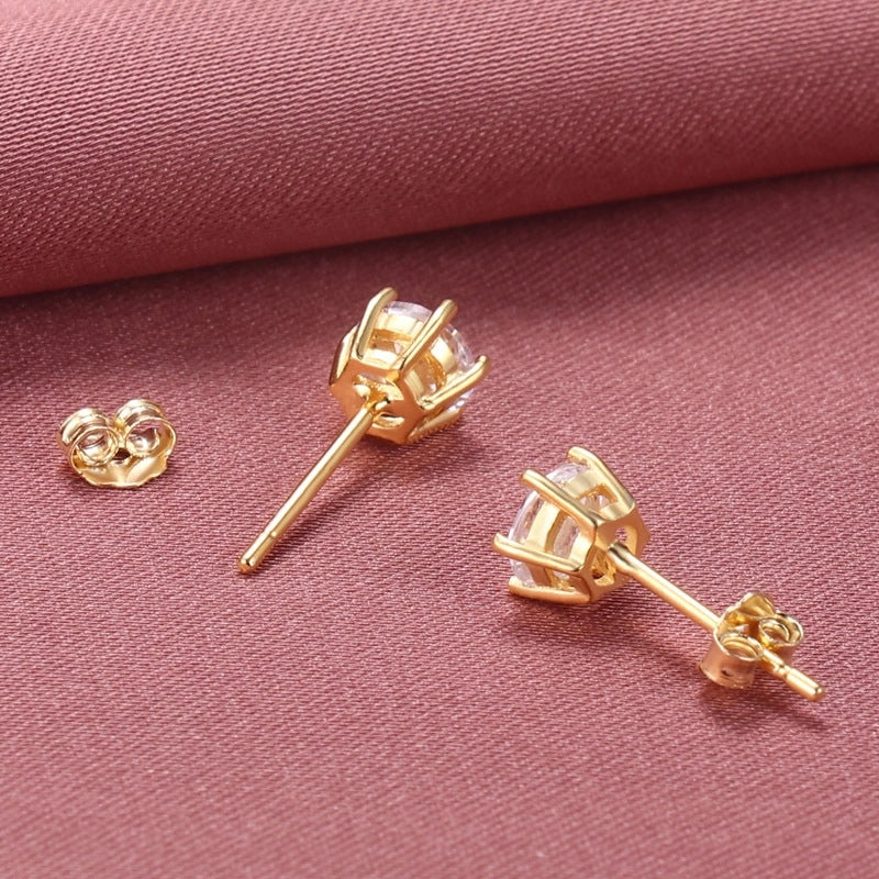 1 Pair 925 Sterling Silver Gem Geometric Earrings