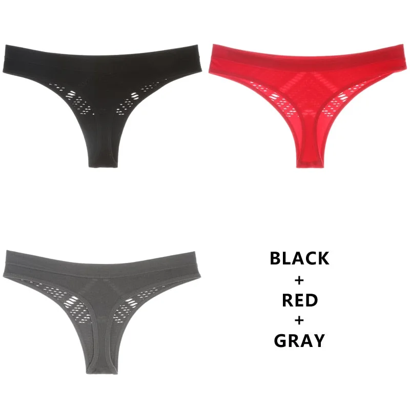 Meet'r 3Pcs/Lot Hollow Out Lingerie Europe Seamless Sexy Panties Women Temptation Underwear Mid-waist G String Drop Shipping