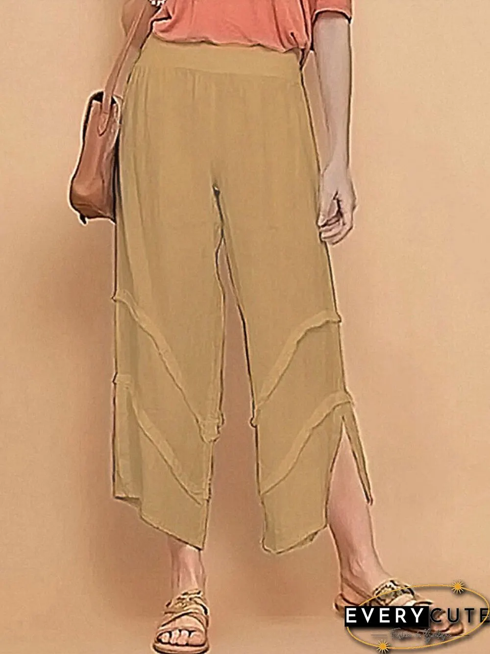 New Spring And Summer Thin Loose Casual Pants Solid Color Ruffled Cotton Linen Pocket Pants Women's Breathable And Comfortable