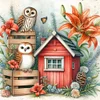 Diamond Painting-DIY Full Round Drill Owl House(40*40CM)