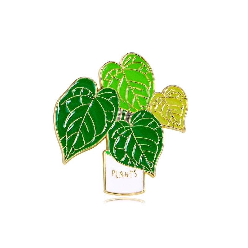 Cute Pin Leaf Flower Alloy Enamel Unisex Brooches