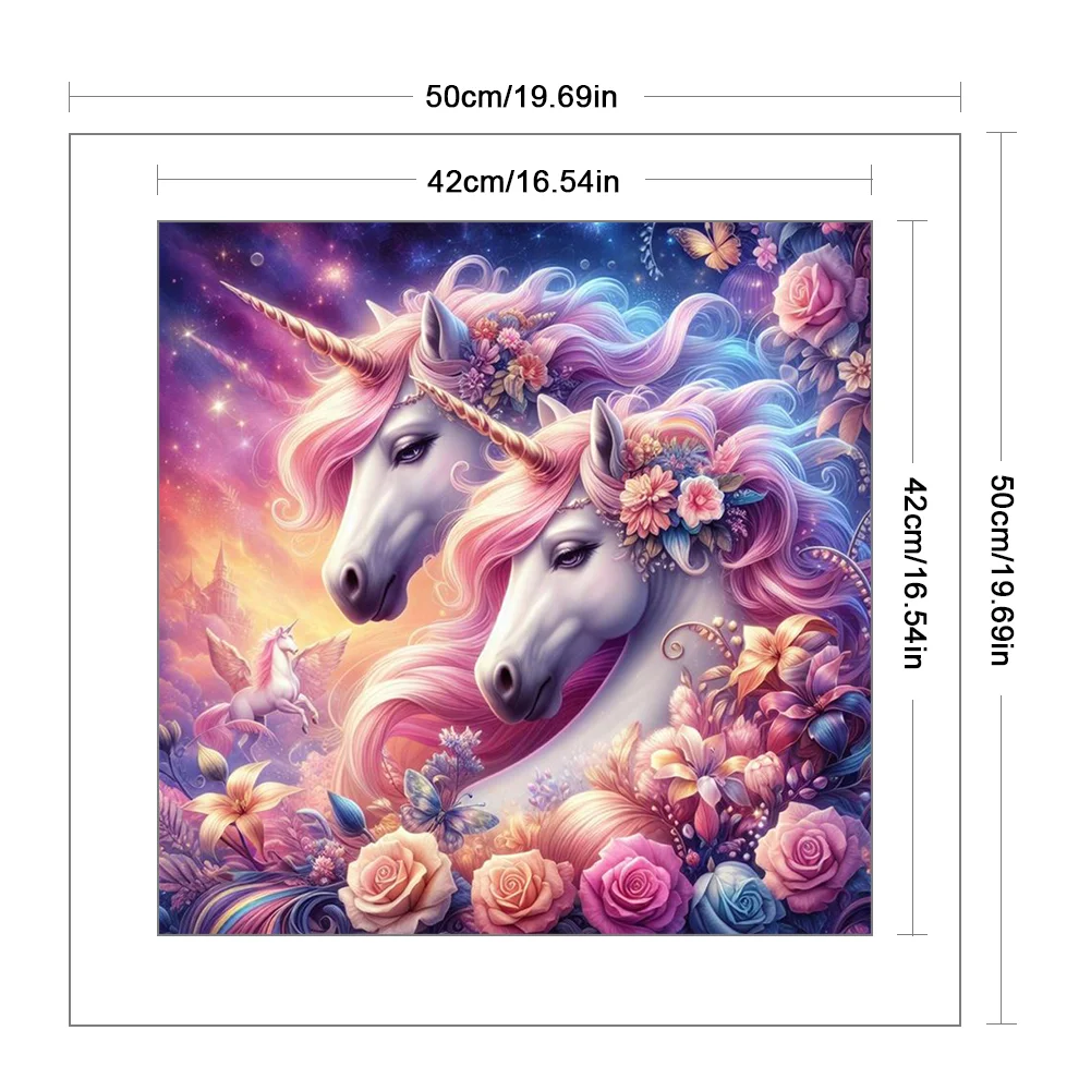 DIY Stamped Cross Stitch 18CT Full Embroidery 50*50cm - Rose Unicorn