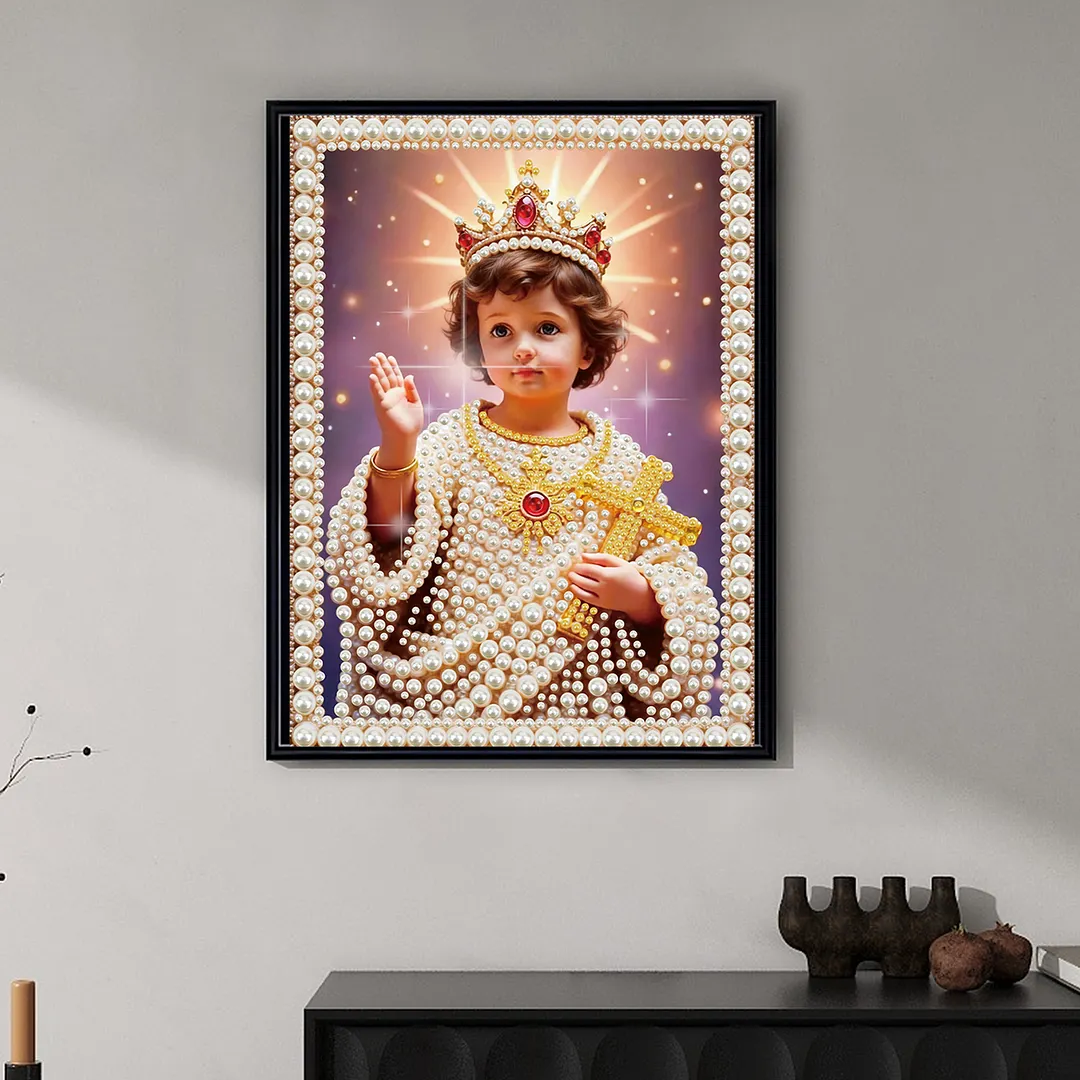 Jesus Special Shaped DIY Partial Drill Pearl Diamonds Painting for Adults Beginners Home Decor Pearl Gem Paintings Picture Arts Craft 11.81x15.75In