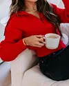 We Love It Half Zip Pullover Sweater - Red