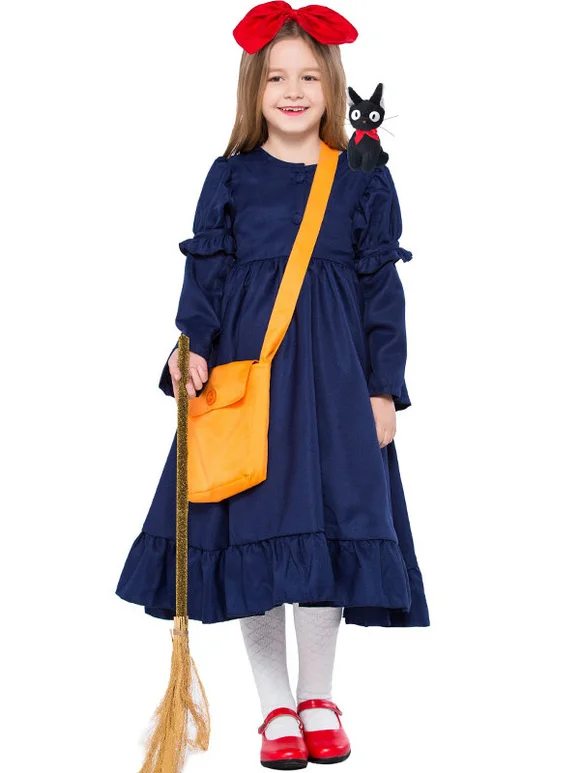 Kids Cosplay Deep Blue Dress With Headpiece Christmas  Gift For Girls Novameme