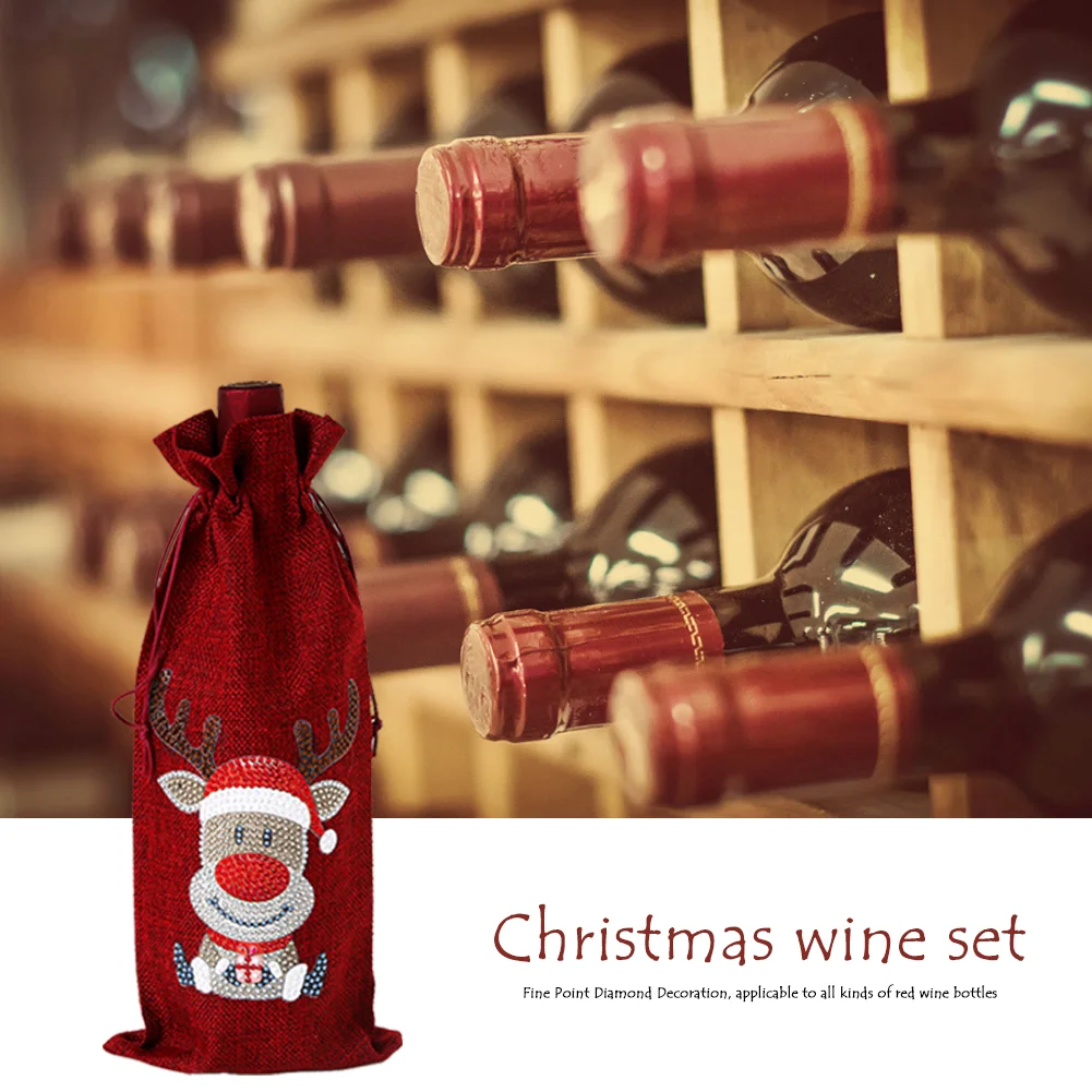 DIY Diamond Painting Xmas Wine Bottle Bag - Christmas Elk