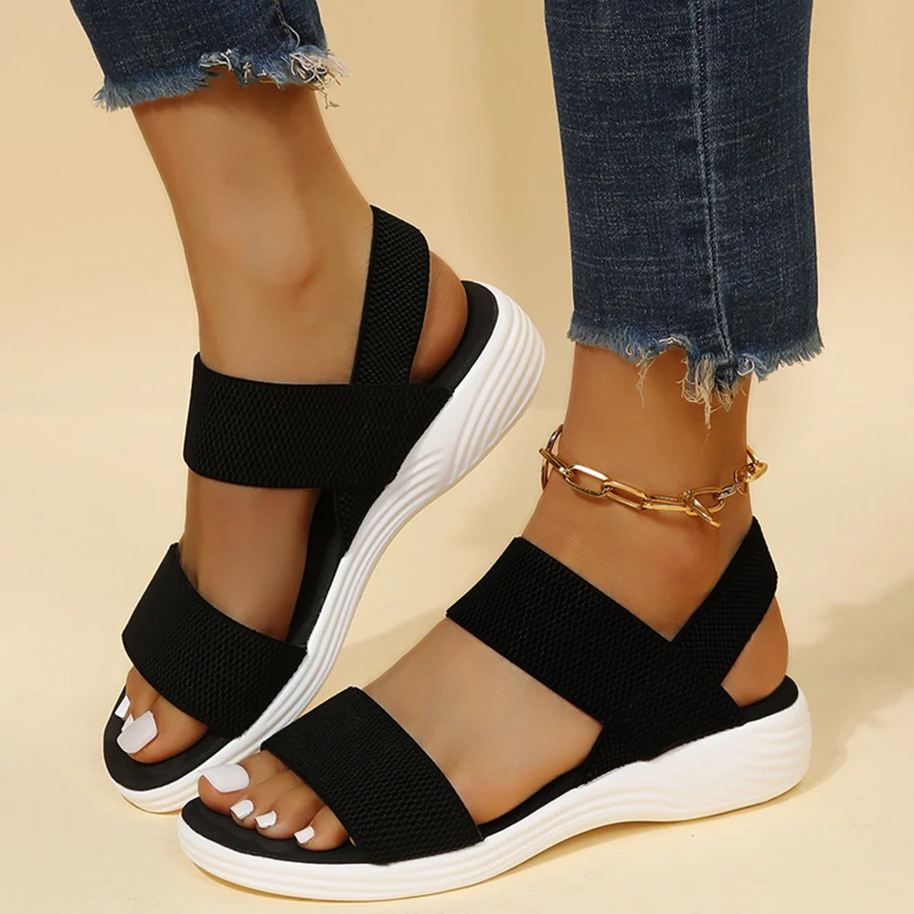 Smiledeer Summer new thick-soled comfortable fish mouth elastic strappy sandals