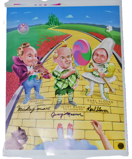 THE WIZARD OF OZ cast signed Munchkins 11x14 Photo Poster painting W/COA Jerry Maren Slover +