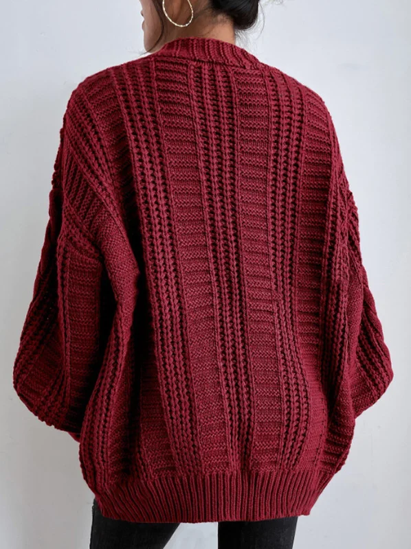 Nigikala Nigikala Sweater Lady Retro Style Loose Lantern Sleeve Knitted Coat