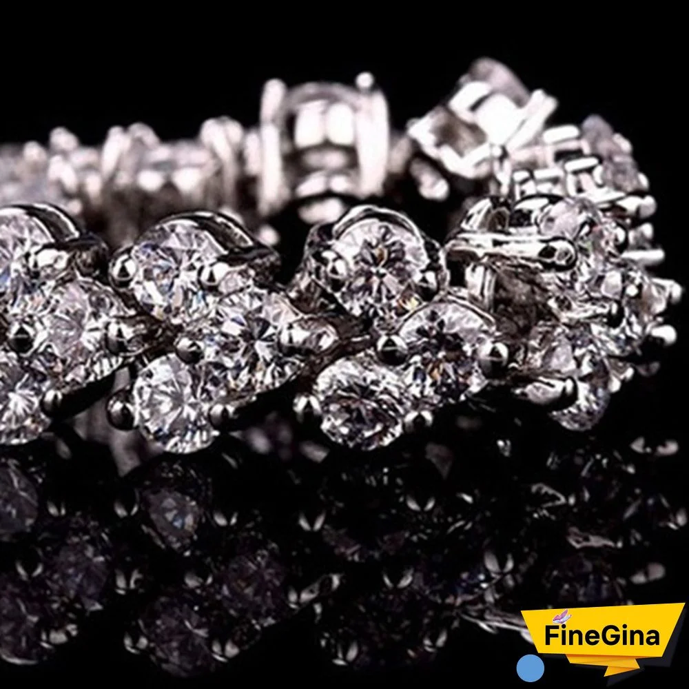 Luxury Fashion Women 925 Sterling Silver Crystal Bracelet 18K Gold Braided Leaf Bracelet Rose Gold Bracelet for Women Diamond Bracelet Valentine's Day Gift Party Bride Engagement Wedding Bracelet Anniversary Gift Christmas Gift Jewelry