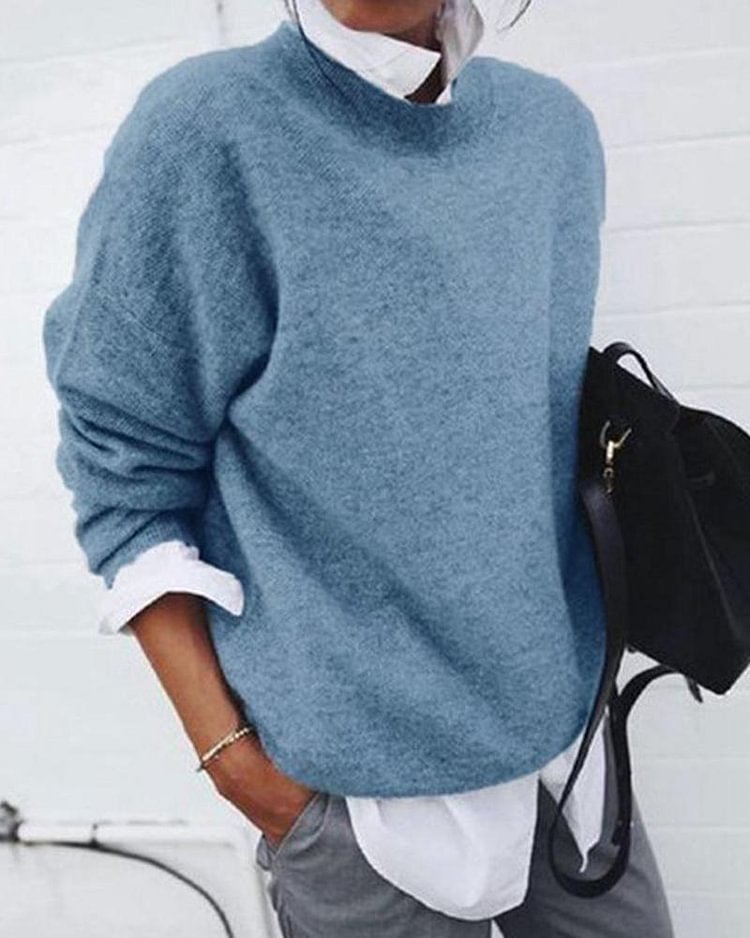 Oversized Round Neck Knitted Pullover
