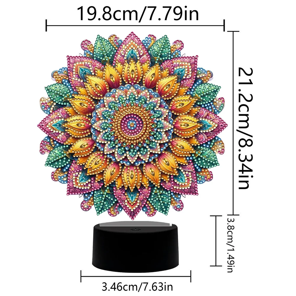 5D DIY Acrylic Mandala Decorative Diamond Lamp for Art Crafts