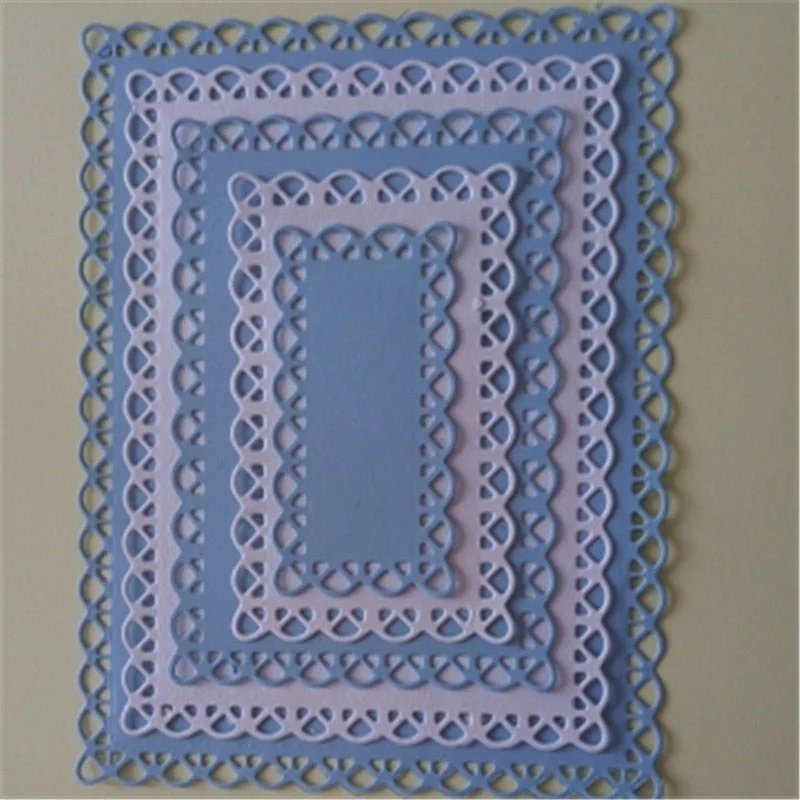 Nested Stitched Scallop Rectangle Frame Metal Cutting Dies DIY Etched Dies Craft Paper Card Making Scrapbooking Embossing